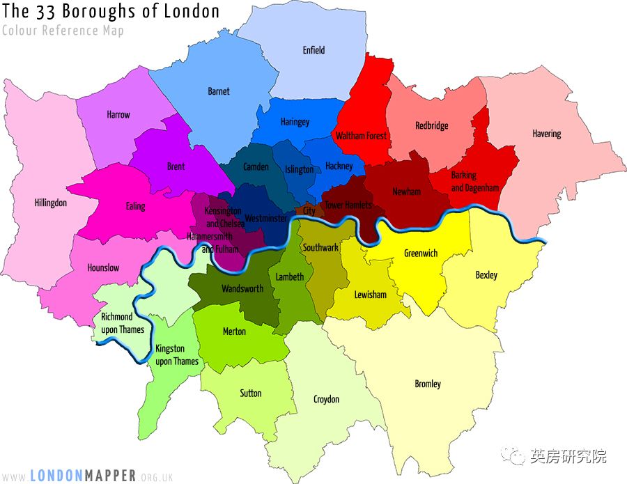 伦敦行政区划图中文图片