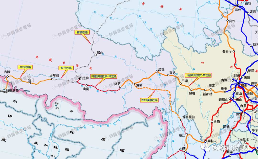 新藏铁路规划线路图图片